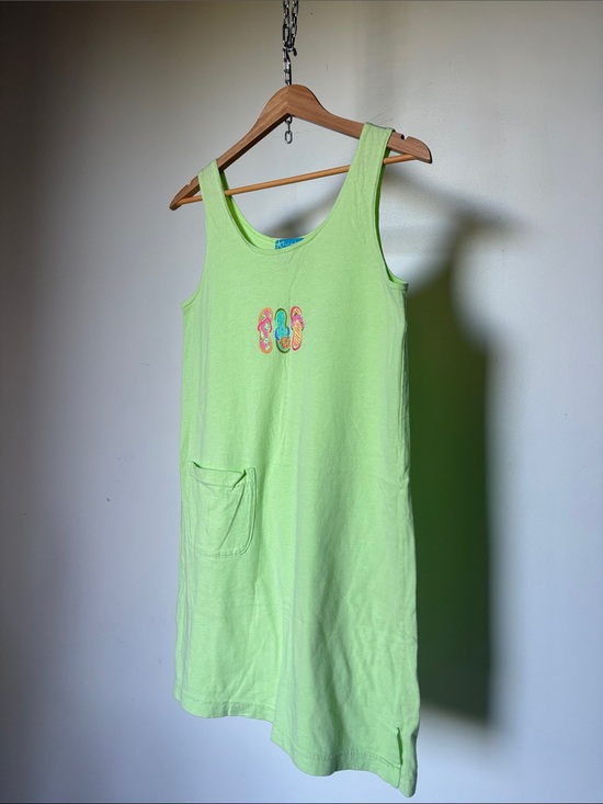 fresh produce Dresses & Skirts - fresh produce Flippy Flop Lime Green Tank Dress with Colorful Flip-Flop Trio